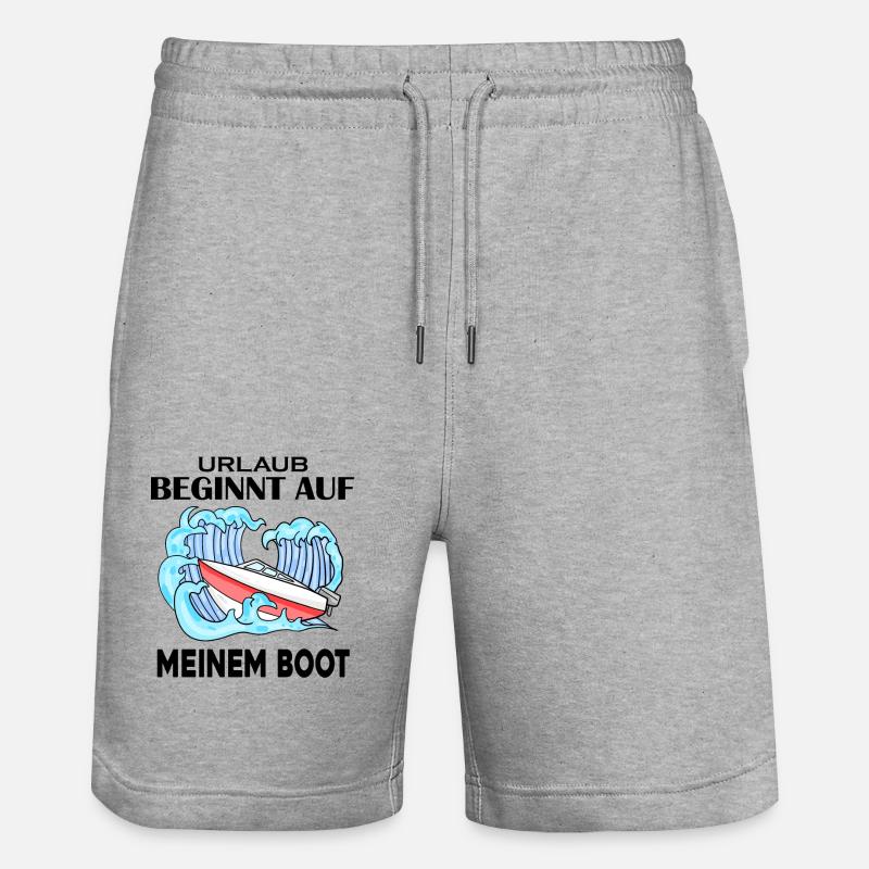 Urlaub Boot Spruch - Stanley/Stella Unisex Bio Joggingshorts Trainer  - Grau meliert