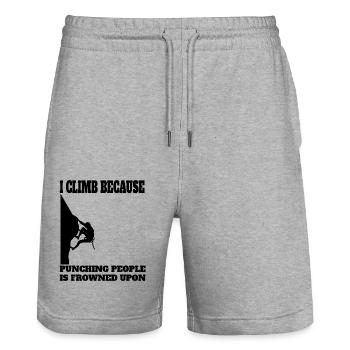 Kletterer Bergsteigen Berg Bergklettern Klettern - Stanley/Stella Unisex Bio Joggingshorts Trainer  - Grau meliert - Vorne - Nik (191cm) & Marisol (170cm)