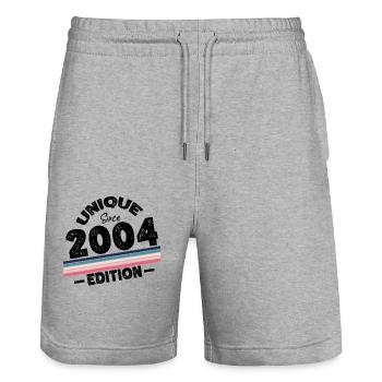 Unique depuis 2004 Edition Anniversaire Millésime 2004 - Short de jogging bio TRAINER Stanley/Stella unisexe - gris chiné - Devant - Nik (191cm) & Marisol (170cm)