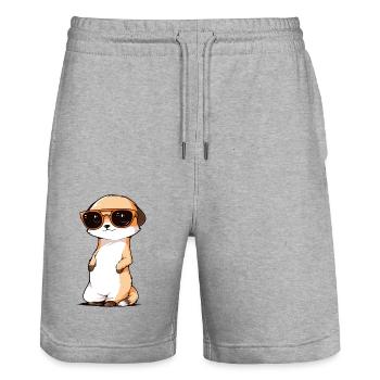 Erdmännchen Mit Sonnenbrille Meerkat - Stanley/Stella Unisex Bio Joggingshorts Trainer  - Grau meliert - Vorne - Nik (191cm) & Marisol (170cm)