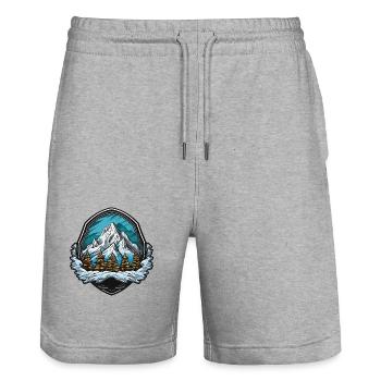Mountains Wappen Berg Symbol - Stanley/Stella Unisex Bio Joggingshorts Trainer  - Grau meliert - Vorne - Nik (191cm) & Marisol (170cm)