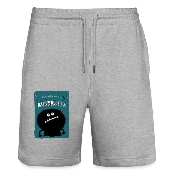 Einatmen Ausrasten Atemtechnik Atemübung Spruch - Stanley/Stella Unisex Bio Joggingshorts Trainer  - Grau meliert - Vorne - Nik (191cm) & Marisol (170cm)