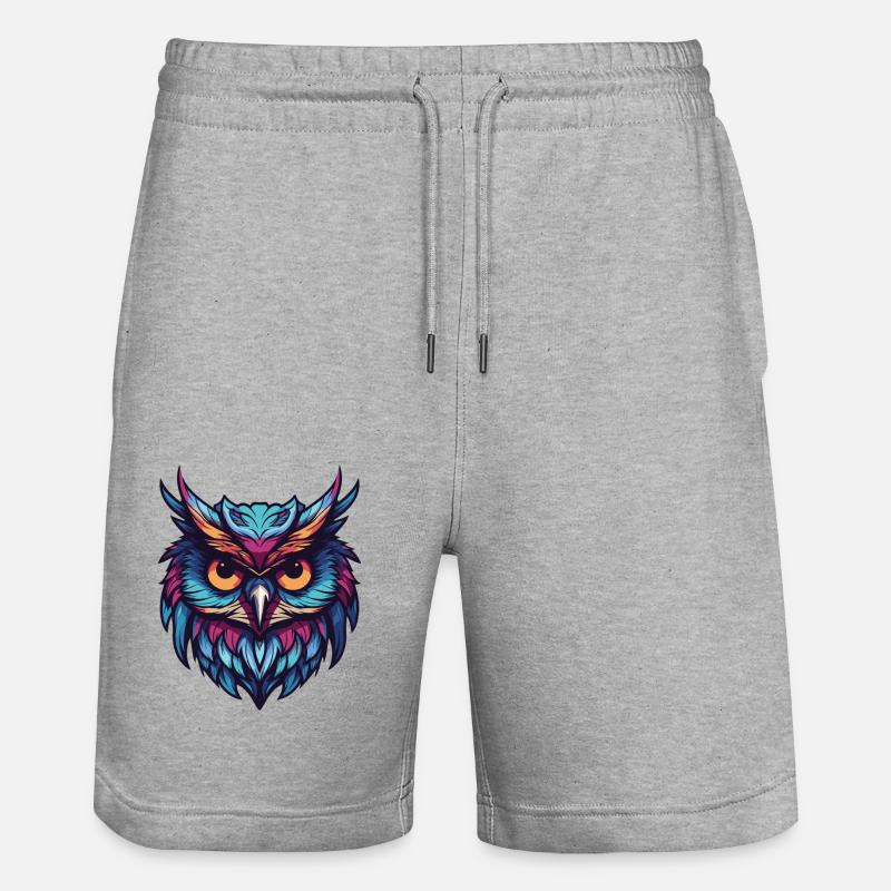 Portrait de hibou - Short de jogging bio TRAINER Stanley/Stella unisexe - gris chiné