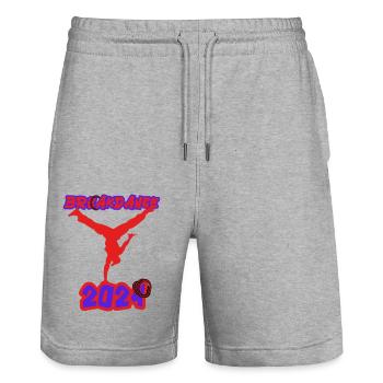Paris Breakdance Hip-Hop 2024 - Short de jogging bio TRAINER Stanley/Stella unisexe - gris chiné - Devant - Nik (191cm) & Marisol (170cm)