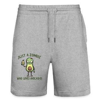 Nur ein Zombie, der Avocados liebt - Stanley/Stella Unisex Bio Joggingshorts Trainer  - Grau meliert - Vorne - Nik (191cm) & Marisol (170cm)