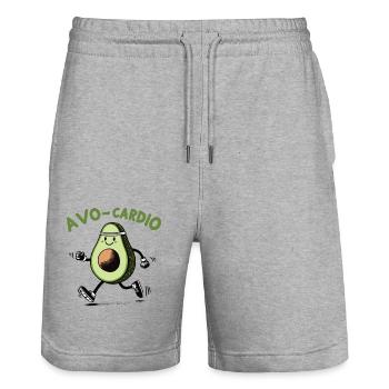 Running avocado, avo-cardio - Stanley/Stella Trainer Unisex Organic Jogging Shorts - heather grey - Front - Nik (191cm) & Marisol (170cm)