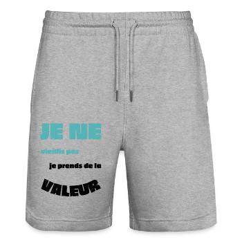 Men's, Women's, Humorous, Humorous T-Shirt Gift - Stanley/Stella Trainer Unisex Organic Jogging Shorts - heather grey - Front - Nik (191cm) & Marisol (170cm)