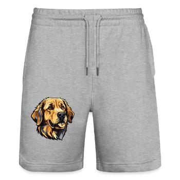 Golden Retriever Dog Head - Stanley/Stella Trainer Unisex Organic Jogging Shorts - heather grey - Front - Nik (191cm) & Marisol (170cm)