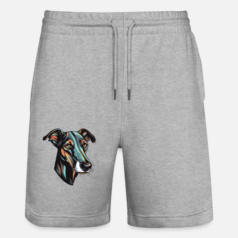 Tête de chien lévrier - Short de jogging bio TRAINER Stanley/Stella unisexe - gris chiné