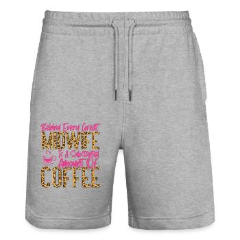 Nurse Midwife Birth Worker Coffee - Stanley/Stella Unisex Bio Joggingshorts Trainer  - Grau meliert - Vorne - Nik (191cm) & Marisol (170cm)