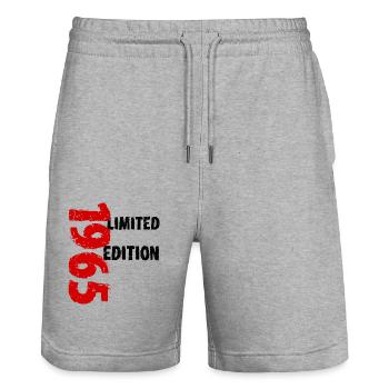 1965 Limited Edition 58th Birthday Gift Fun - Stanley/Stella Trainer Unisex Organic Jogging Shorts - heather grey - Front - Nik (191cm) & Marisol (170cm)