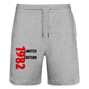 1982 Limited Edition Geburtstag Geschenk Frau Mann - Stanley/Stella Unisex Bio Joggingshorts Trainer  - Grau meliert - Vorne - Nik (191cm) & Marisol (170cm)