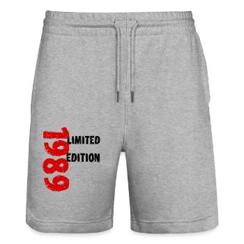 1989 Limited Edition Birthday Gift Wife Husband - Stanley/Stella Trainer Unisex Organic Jogging Shorts - heather grey - Front - Nik (191cm) & Marisol (170cm)