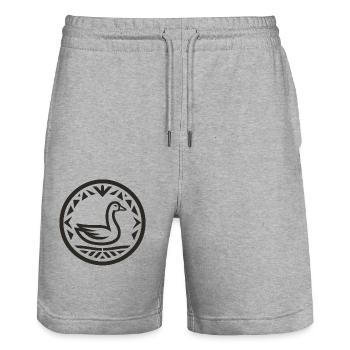 Goose Native American Zodiac - Stanley/Stella Trainer Unisex Organic Jogging Shorts - heather grey - Front - Nik (191cm) & Marisol (170cm)