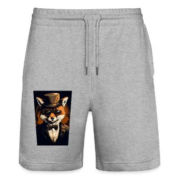 Renard avec chapeau et lunettes - Short de jogging bio TRAINER Stanley/Stella unisexe - gris chiné - Devant - Nik (191cm) & Marisol (170cm)
