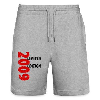 2009 Édition Limitée Anniversaire Cadeau Femme Mari - Short de jogging bio TRAINER Stanley/Stella unisexe - gris chiné - Devant - Nik (191cm) & Marisol (170cm)