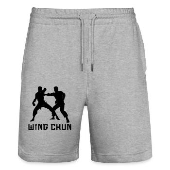 Wing Chun - Stanley/Stella Unisex Bio Joggingshorts Trainer  - Grau meliert - Vorne - Nik (191cm) & Marisol (170cm)