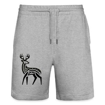 Deer Native American Zodiac - Stanley/Stella Trainer Unisex Organic Jogging Shorts - heather grey - Front - Nik (191cm) & Marisol (170cm)
