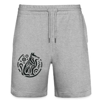 Wolve Native American Zodiac - Stanley/Stella Trainer Unisex Organic Jogging Shorts - heather grey - Front - Nik (191cm) & Marisol (170cm)