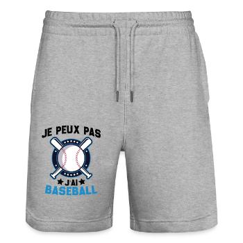 j' peux pas j' ai baseball - Short de jogging bio TRAINER Stanley/Stella unisexe - gris chiné - Devant - Nik (191cm) & Marisol (170cm)