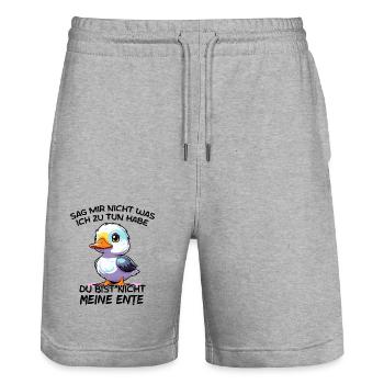 Du Bist Nicht Meine Ente - Stanley/Stella Unisex Bio Joggingshorts Trainer  - Grau meliert - Vorne - Nik (191cm) & Marisol (170cm)