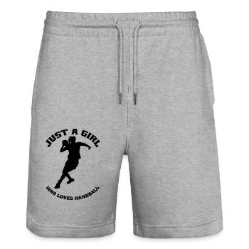 Handball Handballspieler Handballfan Handballteam - Stanley/Stella Unisex Bio Joggingshorts Trainer  - Grau meliert - Vorne - Nik (191cm) & Marisol (170cm)
