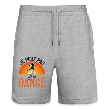 I Can't I Dance - Retro Vintage - Stanley/Stella Trainer Unisex Organic Jogging Shorts - heather grey - Front - Nik (191cm) & Marisol (170cm)