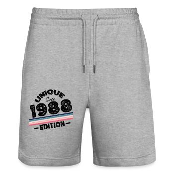 Unique Since 1988 Edition Birthday Vintage 1988 - Stanley/Stella Trainer Unisex Organic Jogging Shorts - heather grey - Front - Nik (191cm) & Marisol (170cm)