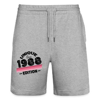Unique Since 1988 Edition Birthday Vintage 1988 - Stanley/Stella Trainer Unisex Organic Jogging Shorts - heather grey - Front - Nik (191cm) & Marisol (170cm)