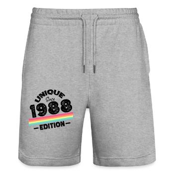 Unique Since 1988 Edition Birthday Vintage 1988 - Stanley/Stella Trainer Unisex Organic Jogging Shorts - heather grey - Front - Nik (191cm) & Marisol (170cm)