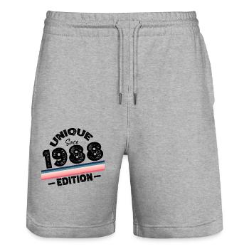 Unique Since 1988 Edition Birthday Vintage 1988 - Stanley/Stella Trainer Unisex Organic Jogging Shorts - heather grey - Front - Nik (191cm) & Marisol (170cm)