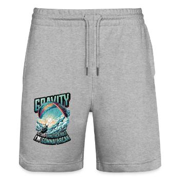 Fallschirmspringen Parachute Skydiving Paraglider - Stanley/Stella Unisex Bio Joggingshorts Trainer  - Grau meliert - Vorne - Nik (191cm) & Marisol (170cm)
