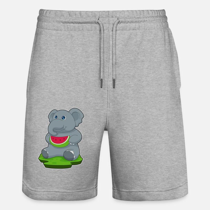 Elephant Watermelon Fruit - Stanley/Stella Trainer Unisex Organic Jogging Shorts - heather grey