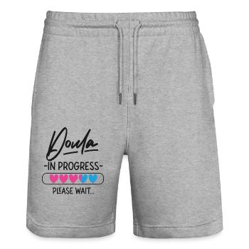 Doula Birth Worker Student Doula - Stanley/Stella Unisex Bio Joggingshorts Trainer  - Grau meliert - Vorne - Nik (191cm) & Marisol (170cm)