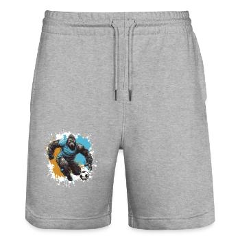 Équipe sportive de football Gorilla - Short de jogging bio TRAINER Stanley/Stella unisexe - gris chiné - Devant - Nik (191cm) & Marisol (170cm)