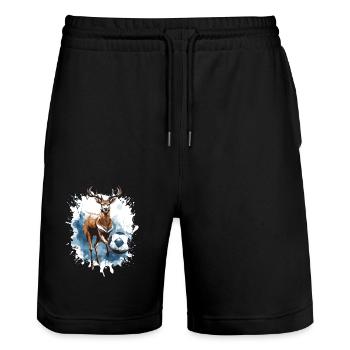 Hirsch Soccer Sports Team - Stanley/Stella Trainer Unisex Organic Jogging Shorts - black - Front - Nik (191cm) & Marisol (170cm)