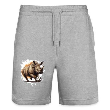 Équipe sportive de football Rhino - Short de jogging bio TRAINER Stanley/Stella unisexe - gris chiné - Devant - Nik (191cm) & Marisol (170cm)