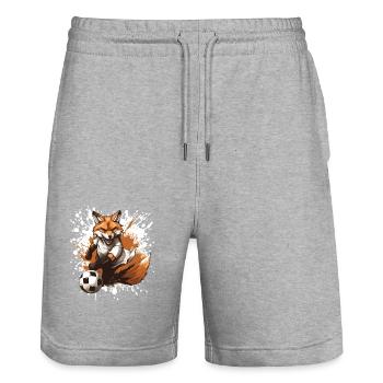 L’équipe sportive de football de Fuchs - Short de jogging bio TRAINER Stanley/Stella unisexe - gris chiné - Devant - Nik (191cm) & Marisol (170cm)