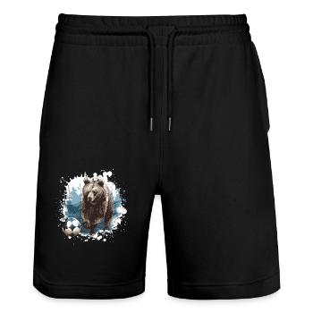 Bear Soccer Sports Team - Stanley/Stella Trainer Unisex Organic Jogging Shorts - black - Front - Nik (191cm) & Marisol (170cm)