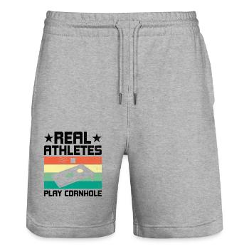 Cornhole Spieler Cornhole Sport Lustig Cornhole Be - Stanley/Stella Unisex Bio Joggingshorts Trainer  - Grau meliert - Vorne - Nik (191cm) & Marisol (170cm)