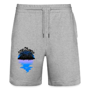 Karibik Insel Exotisch Botanik Flora Natur Reise - Stanley/Stella Unisex Bio Joggingshorts Trainer  - Grau meliert - Vorne - Nik (191cm) & Marisol (170cm)