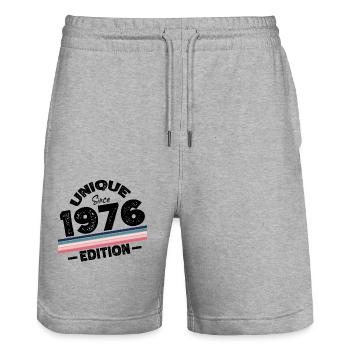 depuis 1976 Edition Anniversaire Millésime 1976 - Short de jogging bio TRAINER Stanley/Stella unisexe - gris chiné - Devant - Nik (191cm) & Marisol (170cm)