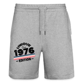 Unique depuis 1976 Edition Anniversaire Millésime 1976 - Short de jogging bio TRAINER Stanley/Stella unisexe - gris chiné - Devant - Nik (191cm) & Marisol (170cm)