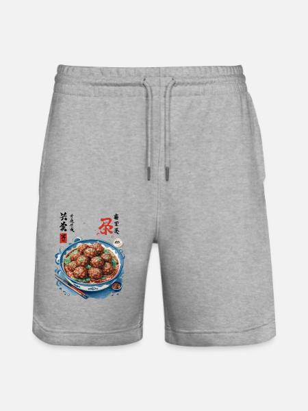 Japansk Ukiyo-e Mat Konst Kött Ramen Soppa - Ekologiska joggingshorts Trainer unisex från Stanley/Stella - gråmelerad