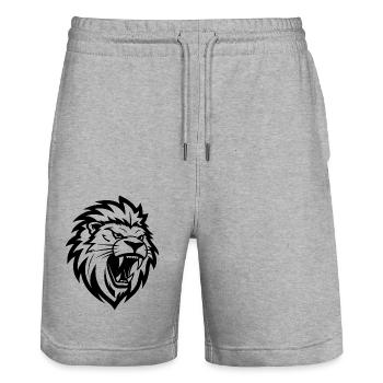 Angry Lion Head Tattoo Style Elegant Mane - Stanley/Stella Trainer Unisex Organic Jogging Shorts - heather grey - Front - Nik (191cm) & Marisol (170cm)