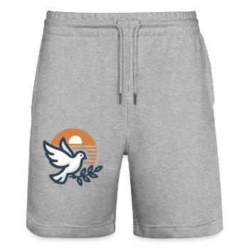 Sunrise Dove of Peace - Art minimaliste pour l’harmonie - Short de jogging bio TRAINER Stanley/Stella unisexe - gris chiné - Devant - Nik (191cm) & Marisol (170cm)