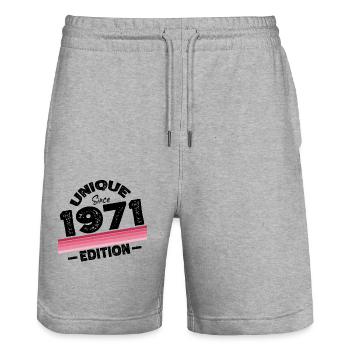 Unique Since 1971 Edition Birthday Vintage 1971 - Stanley/Stella Trainer Unisex Organic Jogging Shorts - heather grey - Front - Nik (191cm) & Marisol (170cm)