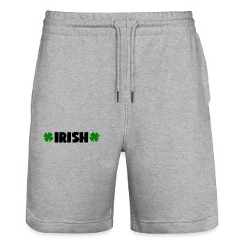 Accessoires de la Saint-Patrick Irlande Shamrock décoration - Short de jogging bio TRAINER Stanley/Stella unisexe - gris chiné - Devant - Nik (191cm) & Marisol (170cm)