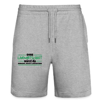 Bauerstraum - Stanley/Stella Unisex Bio Joggingshorts Trainer  - Grau meliert - Vorne - Nik (191cm) & Marisol (170cm)