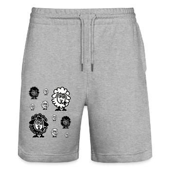 White Sheep and Black Sheep Herd - Stanley/Stella Trainer Unisex Organic Jogging Shorts - heather grey - Front - Nik (191cm) & Marisol (170cm)